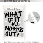 Drimiler Retro Black And White Newspaper Poster What If It All Works Out Canvas Wall Art Positive Affirming Quote Minimalist Prints Painting For Home Bedroom Dorm Wall Decor 8x12in Unframed