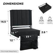 SPORT BEATS Stadium Seats with Back Support Folding Chair for Bleachers | 2.8" Thick Padded Bleacher Chairs, Folding Portable Stadium Seat with Anti-Tip Hooks, Back Support & Shoulder Strap