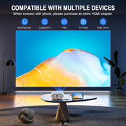 Mini Projector, VISSPL Full HD 1080P Video Projector, Portable Outdoor Projector with Tripod, Kids Gift, Home Theater Movie Phone Projector Compatible with Android/iOS/Windows