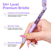 SAVILAND Kolinsky Acrylic Nail Brush Size 6,10,14 with Brush Cleaner Purple | Professional Nail Brushes, Cleaner Manicure Tool, Acrylic Brush Acrylic Powder, Nails Extension 3D Carving for Nail Art DIY
