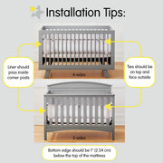 BreathableBaby Breathable Mesh Liner for Full-Size Cribs, Classic 3mm Mesh, White (Size 4FS Covers 3 or 4 Sides)
