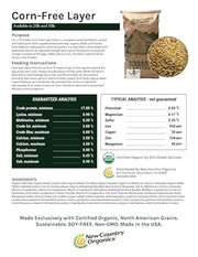 New Country Organics | Corn-Free Classic Layer Chicken Feed for Laying Hens | Corn-Free and Soy-Free | 17% Protein | Certified Organic and Non-GMO Chicken Food | 25lbs Bag