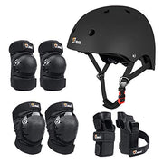 JBM Adult & Kid Skating Protective Gear Set for Beginner to Advanced, Skateboard Helmet Knee and Elbow Pads with Wrist Guards for Inline Roller Skating, Scooter, Skateboarding