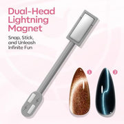 Modelones Cat Eye Magnet for Fall Brown Cat Eye Gel Polish 5PCS | 3-in-1 Dual-head Magnet Pink Nail Magnet for Cateye Gel Polish, Side Light Wide Light Glass Glow Effects DIY Nail Art Tool