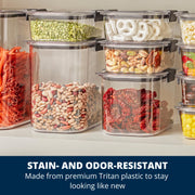 Rubbermaid Brilliance 12-Cup Airtight Food Storage Container, Perfect for Pantry Staples, Clear/Grey