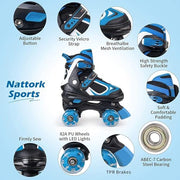 Kids Roller Skates for Boys - Green for Toddler Little Kids Age 4 5 6 7- Adjustable All Light up Wheels Indoor Outdoor Sports Birthday Gift for Son and Grandson