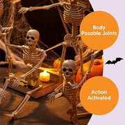 JOYIN 5 PCS Posable Halloween Skeleton Decor 16 Inches, Full Body Posable Joints Hanging Skeletons for Halloween Decorations, Graveyard Props, Haunted House Accessories, Spooky Scene Party Favors