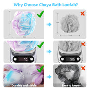 Chuya Bath Loofah Sponges 70 Grams Large Size,4 Pack Shower Sponge | Exfoliating Cleaning Bath Loofa Body Scrubber Balls for Women Men Children Washing