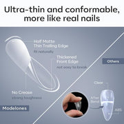 Modelones Almond Nail Tips 510pcs Medium Clear Soft Fake Press On Nails Tip | Pre Etched Half Matte Full Cover Clear Acrylic Gel False Press on Extension