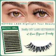 KEYYOU Flora Lash Clusters D Curl Wispy Flaunt Eyelash Extensions F01
