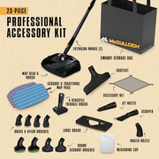 McCulloch MC1385 Canister Steam Cleaner, For Grout and Tile, 23 Accessories | Mop Head, Brushes & More - Built for Home, Tile, Carpet, Furniture, & Personal Car Detailing