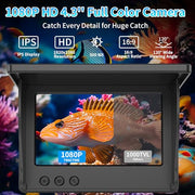 Underwater Fishing Camera TMACTIME 1080P HD, Portable Fish Finder with 4.3" LCD Display & Infrared Night Vision Light, IP68 Waterproof & 5000mAh, Fishing Camera for Ice Lake Boat Kayak Fishing - 15M