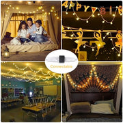 JMEXSUSS 100 LED Globe String Lights Indoor Bedroom, 33ft Fairy Lights | Connectable Warm White Christmas Light Plug in with Remote, 8 Modes Hanging Fairy Lights for Diwali Classroom Room Party Home