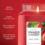 Yankee Candle Macintosh Scented Candle, 22oz Large Jar | Up to 150 Hour Burn Time, Room Filling Fragrance, Long-Lasting Scent, Premium Plant Wax Blend, Consistent Burn, Giftable