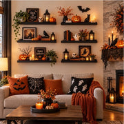 upsimples Floating Shelves for Wall Decor and Storage, Black, 6Pcs 15.7'' | Wall Mounted Wood Shelves for Living Room, Bedroom, Bathroom, Kitchen, Office, Laundry Room Display and Organize