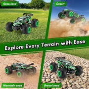 BIFYTON Remote Control Car, All-Terrain Rechargeable Rc Truck Boy Toys | Remote Control Truck with LED Light, 20KM/H, Sturdy PVC Shell, 2-Batteries, Toys for Boys 4-7 8-12 Beginner, Birthday Green