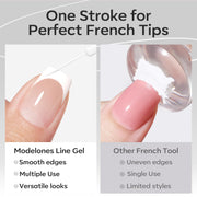 modelones White French Tip Liner Gel Polish 15ml with Precision Brush | High-Pigment Color Nail Art Gel Paint Crisp Swirl Fine Line Design Beginner Friendly Long Lasting Soak Off U V Cure Manicure