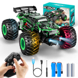 BIFYTON Remote Control Car, All-Terrain Rechargeable Rc Truck Boy Toys | Remote Control Truck with LED Light, 20KM/H, Sturdy PVC Shell, 2-Batteries, Toys for Boys 4-7 8-12 Beginner, Birthday Green
