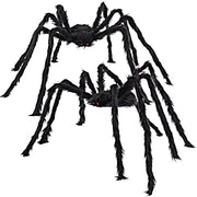 JOYIN 2 Pack 5 Ft Halloween Outdoor Decorations Hairy Black Spider, Scary Giant Spider, Fake Large Haunted House Props, Halloween Yard Lawn Decorations Party Indoor Decor