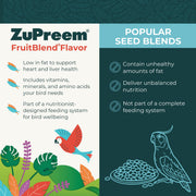 ZuPreem FruitBlend Macaw & Cockatoo Food, Uniform Bird Food, L, 3.5 lb | Bird Food Pellets, Real Fruit, Fruit Blend, Macaw Food, Cockatoo, Bird Pellets, Quakers, Parrot, Medium Birds, Made in USA
