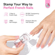 SAVILAND French Tip Tool Silicone Nail Stamper 4PCS | Long & Short Silicone Nail Stamp with Scrapers, Fast Easy French Nails, Nail Stuff for French Manicure Home DIY Salon