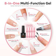 modelones Builder Nail Gel, Builder for Nails Jelly Nude Pink 6 Colors | Fall Hard Strengthener Rubber Base Gel Polish 8-in-One Extension LED Nail Lamp Cured