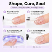 Beetles 3D Gel Nail Art, 30g Clear Solid Builder Nail Gel & Sculpting Pen | 5 in 1 Non-Sticky Hand Sculpting Building 3D Nail, for Beginner DIY UV Nails at Home, Crystal Orb Gifts for Women