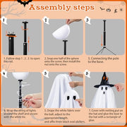 AYGXU 2pcs Halloween Decorations Indoor,Ghost Decor with String Lights Remote Control,Halloween Party Decorations,Spooky Ghost Light for Home Table Room Kitchen Office
