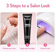 Beetles Tipex Lite Instant Apex Nail Tips, Medium Stiletto, 16 Sizes(00-14) | No Builder Gel Needed, Etched-free Acrylic Nails for DIY Salon-look False Nail Extensions, Full Cover Soft Gel Tips