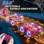 Spider Remote Control Car Headlight Double Sided Off-Road 360° Rotating Car | 2.4Ghz Rechargeable RC Stunt Car 4WD RC Drift Stunt Car for Boys Indoor Outdoor Toys 4-6 5-7 8-13