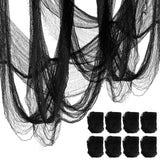 8 Pack Halloween Black Gauze Wall Decor,Outdoor Halloween Fake Spider Web Decorations Webbing,Cobwebs Mesh Spooky Fabric,30X72 in Black Cheesecloth for Haunted House Indoor Creepy Cloth (8, Black)