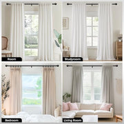 Wolistsa Curtain Rods 36-91 Inch, Black 1 Inch Adjustable Heavy Duty Curtain Rods for Windows, Decorative Modern Window Treatment Rod, Telescopic Splicing Metal Drapery Pole, Easy Installation