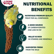 Living World Millet Spray for Birds - 3.5 oz Bag | 100% Natural, Wild-Harvested, Premium Treat - Spray Millet for Budgies, Canaries, Finches, Cockatiels & Other Pet Birds