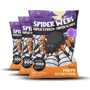 Happy Hippo Halloween Spider Web Decoration, 200 Square Feet & Plastic Spiders, Halloween Party Supplies, Spider Webs (Small, 200 Sq Feet) (8 Fake Spiders Included)