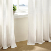 TWODRAPES Natural Pinch Pleated Linen Semi Sheer 84 Inch Curtains 2 Panels | Pinch Pleat Hooks Rings, Back Tab, Cream Ivory Birch, Boho Neutral, Textured Linen, Window Curtain for Living Room Bedroom