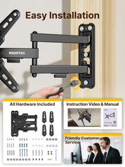 monTEK Full Motion Small TV Wall Mount for 13-43 Inch TVs up to 44 lb | ±90° Swivel, +5°/-15° Tilt, Landscape/Portrait Rotation, Extends 14.6 in, 4X Load Tested, VESA 200x200 mm, Single-Stud Mount