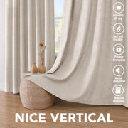 H.VERSAILTEX 100% Blackout Linen Curtains 84" L 2 Panels Natural | Total Black Out Drapes, Room Darkening Thermal Insulated, Grommet, GRS Certified, 52"W x 84"L Each for Bedroom/Living Room