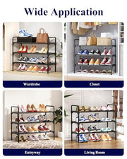 Kitsure Shoe Rack for Closet, Shoe Storage, 27.6" Wide - 3 Tiers, Black | Shoe Organizer for Closet, Entryway, Living Room, Space-Saving Shelf, Sturdy Zapateras Slots