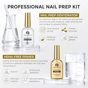 UNA GELLA Nail Dehydrator and Primer Set for Gel Nail Polish Acrylic Nails | HEMA-Free Primer, Acid-Free Formula, Air Dry Prep, Enhance Adhesion, Helps Prevent Lifting,10ml Dehydrator + 10ml Primer Set
