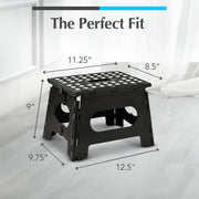 Handy Laundry Folding Step Stool 9 Inch, Black, Non-Slip Holds 300 lbs | 9 Inch, Black, Foldable Collapsible Step Stool, Non-Slip, Holds 300 lbs, Kitchen Bathroom Bedroom, Adults