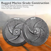 Low-Profile Waterproof Marine Speakers - 240W 6.5 Inch 2 Way 1 Pair Slim Style Waterproof and Weather Resistant Outdoor Audio Stereo Sound System, for Boat, Off-Road Vehicles - Pyle (Black)