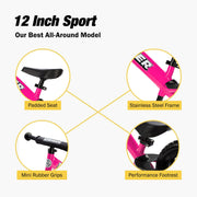 Strider 12 Sport, No Pedal Balance Bike for Kids Ages 1–4 Years, Pink | No-Pedal Balance Bike for Toddlers, Safety Pad, Adjustable Seat and Handlebars Lightweight Frame, Never-Flat Tires