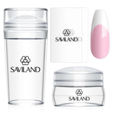 SAVILAND French Tip Tool Silicone Nail Stamper 4PCS | Long & Short Silicone Nail Stamp with Scrapers, Fast Easy French Nails, Nail Stuff for French Manicure Home DIY Salon