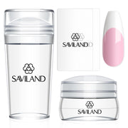 SAVILAND French Tip Tool Silicone Nail Stamper 4PCS | Long & Short Silicone Nail Stamp with Scrapers, Fast Easy French Nails, Nail Stuff for French Manicure Home DIY Salon