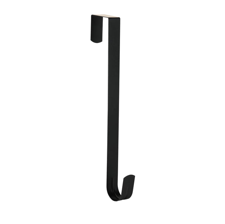 Aeranto Slim Over The Door Wreath Hanger for Front Door, 12" Black 1 Pack | Damage-free wreath holder, Easy to Use and Reusable Door Hook for Christmas, Thanksgiving, Halloween and Daily Décor