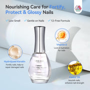 SAVILAND 3-in-1 Clear Nail Polish Base & Top Coat & Nail Strengthener 15ml | Quick Dry, For Damaged Nails, Helps Protect Nails & Extend Polish Wear, High Gloss Regular Nail Lacquer, Home Women Gift