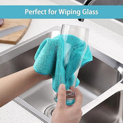 HOMEXCEL 12PK Microfiber Cleaning Cloth, Cleaning Rag for Home, 11.5x11.5in | Reusable, Lint Free, Scratch-Free and Highly Absorbent Towels for Kitchen, Window and Glass, Cars (Green/Blue/Yellow/Pink)