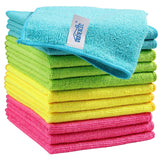 HOMEXCEL 12PK Microfiber Cleaning Cloth, Cleaning Rag for Home, 11.5x11.5in | Reusable, Lint Free, Scratch-Free and Highly Absorbent Towels for Kitchen, Window and Glass, Cars (Green/Blue/Yellow/Pink)