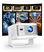 Magcubic HY350MAX Mini Projector, 600 ANSI, 4K Support, Auto Focus | Native 1080P Mini Portable Easy Setup 4-in-1 Auto WiFi 6 •BT5.4 • Android14 Movie Projector for Home Theater Outdoor