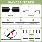 Curtain Rods 30-90 Inch, Adjustable Black Curtain Rods for Windows 1 Pack